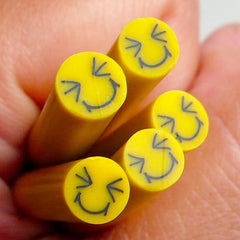 Polymer Clay Cane - Yellow Smiling / Smiley Face - for Miniature Food / Dessert / Cake / Ice Cream Sundae Decoration and Nail Art CE029