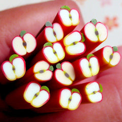 CLEARANCE Apple Cane Dollhouse Fruit Polymer Clay Cane (Cane or Slices) Fimo Miniature Sweets Deco Whimsical Nail Art Fake Food Jewelry Making CF007