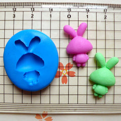 Bunny / Rabbit (24mm) Silicone Flexible Push Mold - Miniature Food, Sweets, Jewelry, Charms (Clay, Fimo, Resins, Gum Paste, Fondant) MD441
