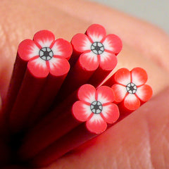 Polymer Clay Cane - Red Flower - for Miniature Food / Dessert / Cake / Ice Cream Sundae Decoration and Nail Art CFW030