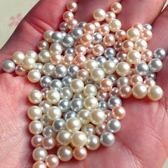 5mm Round Faux Pearls Mix (Pink, Cream White and Gray Blue) (150pcs) (no hole) PES53-55