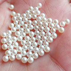 3mm Cream White Round Faux Pearls (around 80pcs) (no hole) PES56