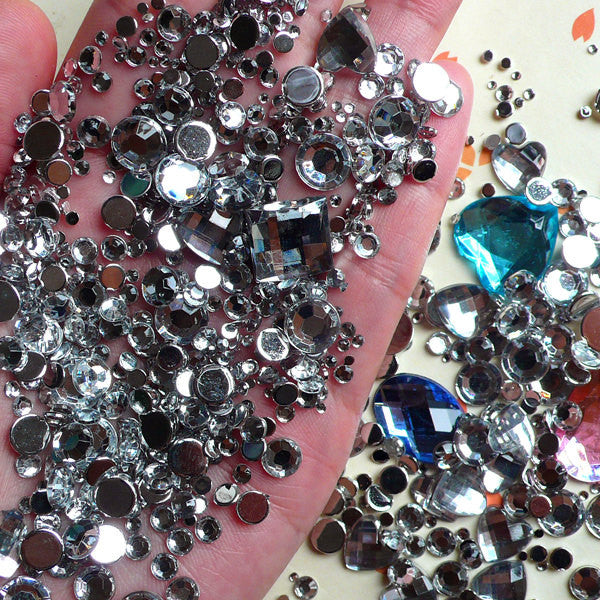 Rhinestones Mix (2mm 3mm 4mm 5mm 6mm 10mm) Clear Round and Heart