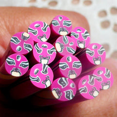 Polymer Clay Cane - Dark Pink Chinese Mask Cane - Nail Art Deco Scrapbooking Face Fimo Cane Miniature Faux Cupcake Topper DIY Jewelry CE034