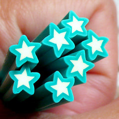 Polymer Clay Star Cane - Green Star Cane - Nail Deco Scrapbooking Ribbon Fimo Cane Miniature Faux Cupcake Topper Jewelry Stud Earrings CS08