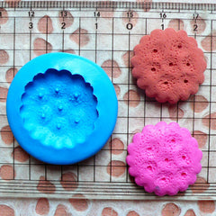 Round Cookie Mold Biscuit Mold 23mm Flexible Silicone Mold Miniature Food Deco Sweets Cabochon Polymer Clay Fimo Wax Resin Push Mold MD154