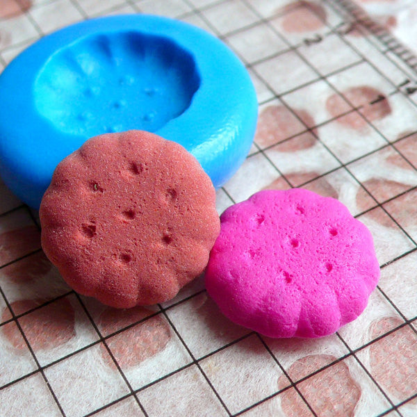 Biscuit Mold Round Cookie 14mm Flexible Silicone Mold Decoden Mold Kawaii Dollhouse Miniature Sweets Fimo Polymer Clay Cabochon Charms MD705
