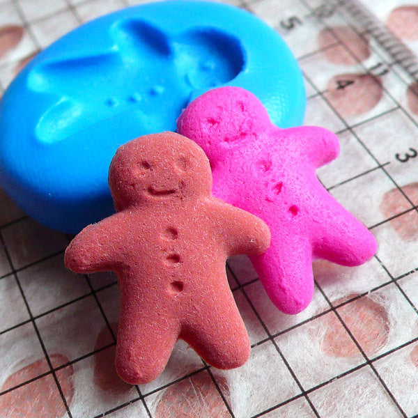 Gingerbread Man Mold 18mm Flexible Silicone Mold Dollhouse Miniature Sweets Decoden Mold Kitsch Jewelry Earrings Mold Fimo Clay Mold MD259