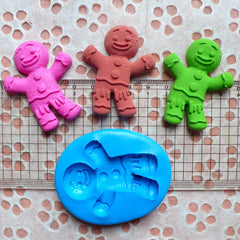 Gingerbread Man Mold 50mm Flexible Silicone Mold Cell Phone Deco Fondant Gum Paste Mold Cupcake Topper Kawaii Sweets Fimo Clay Resin MD272