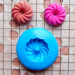 Spiral Dollhouse Donut Mold 14mm Flexible Silicone Mold Kawaii Miniature Sweets Kitsch Jewelry Earrings Fimo Polymer Clay Food Wax MD234