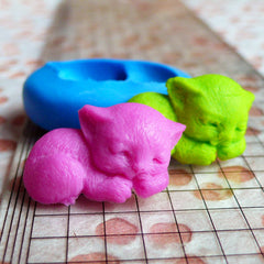 Cat Mold 25mm Silicone Flexible Mold Fimo Polymer Clay Animal Cabochon Jewelry Resin Wax Cupcake Topper Fondant Gum Paste Chocolate MD434