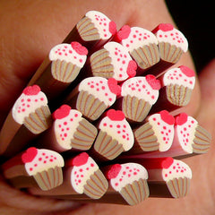 CLEARANCE Cupcake Polymer Clay Cane with Heart and Sprinkles Kawaii Cupcake Fimo Cane Miniature Sweets Dessert Cake Nail Art Deco Scrapbooking CSW003