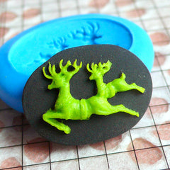 Reindeer Cameo Mold 25mm Silicone Flexible Mold DIY Jewelry Brooch Mold Fimo Polymer Clay Animal Cabochon Christmas Fondant Gumpaste MD634