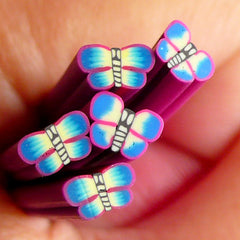 Kawaii Polymer Clay Cane Blue and Purple Butterfly Fimo Cane Nail Art Deco Nail Decoration Scrapbooking CBT20
