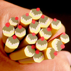 Cupcake Cane Strawberry Polymer Clay Cane Kawaii Cupcake Fimo Cane Miniature Sweets Dollhouse Dessert Cake Nail Art Deco Scrapbooking CSW004
