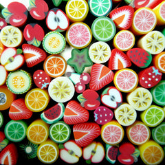 Fruit Canes Mix Assorted Fruit Polymer Clay Fimo Cane Set (10 pcs BY RANDOM / 5cm Long) Miniature Cupcake Sweets Deco Kawaii Nail Art CF