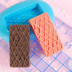 Wafer Mold Waffer Biscuit Mold 21mm Flexible Silicone Mold Kawaii Sweets Deco Miniature Food Fimo Jewelry Charms Cabochon Resin Wax MD304