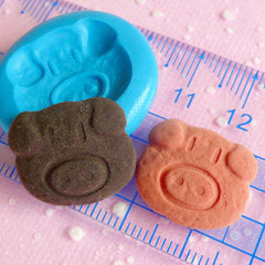 Animal Biscuit Mold Pig Cookie Mold 19mm Flexible Silicone Mold Miniature Sweets Kawaii Scrapbooking Mold Polymer Clay Fimo Push Mold MD167