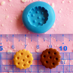 Round Biscuit Mold 16mm Flexible Silicone Mold Dollhouse Miniature Sweets Kawaii Decoden Kitsch Jewelry Charms Polymer Clay Push Mold MD142
