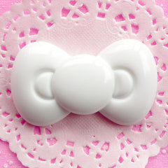 Kawaii Bow Cabochon Large Bowtie Cabochon (60mm x 36mm / White / Flatback) Cute Scrapbooking Resin Decoden Cabochon Bow Tie Applique CAB055