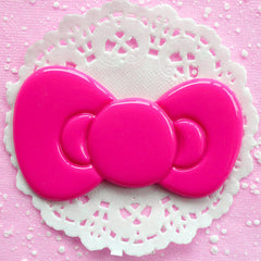 Kawaii Bow Tie Cabochon Jumbo Bowtie Cabochon (79mm x 47mm / Dark Pink / Flat Back) Decoden Phone Case Resin Cabochon Scrapbooking CAB049