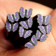 Black and Purple Butterfly Polymer Clay Cane Fimo Cane - Miniature Food / Dessert / Cake / Ice Cream Sundae Decoration and Nail Art CBT35