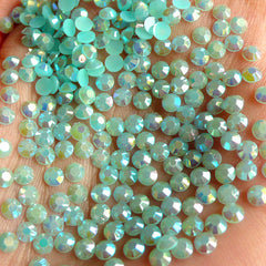 3mm Round Resin Rhinestones | AB Jelly Candy Color Rhinestones in 14 Faceted Cut (AB Blue Green / Around 1000 pcs)