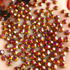3mm Round Resin Rhinestones | AB Jelly Candy Color Rhinestones in 14 Faceted Cut (AB Metallic Gold Pink / Around 1000 pcs)