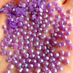 3mm Round Resin Rhinestones | AB Jelly Candy Color Rhinestones in 14 Faceted Cut (AB Purple / Around 1000 pcs)