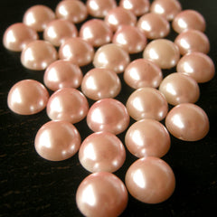 CLEARANCE 12mm LIGHT PINK Round Flat Back Faux Pearlized Cabochons / Half Pearl Cabochons (around 30 pcs) PEP12