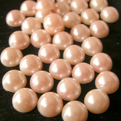 CLEARANCE 11mm LIGHT PINK Round Flat Back Faux Pearlized Cabochons / Half Pearl Cabochons (around 35 pcs) PEP11