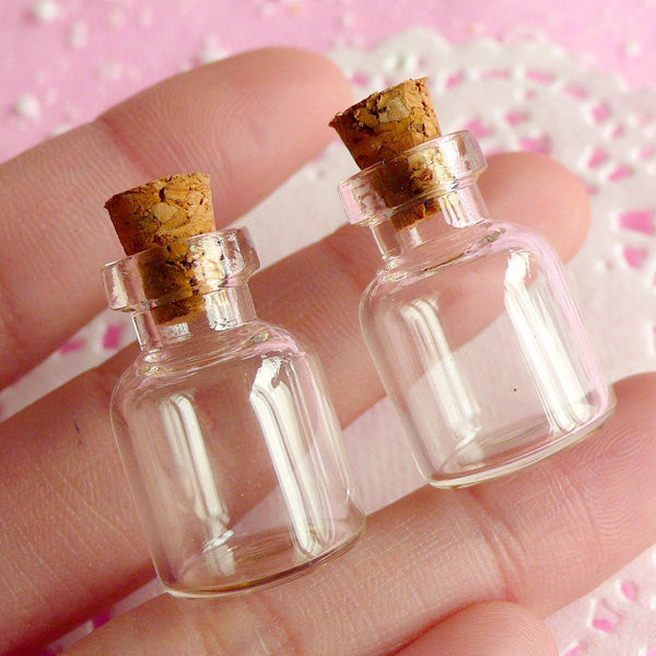 Mini Glass Bottles Charms 7 Pcs Empty Small Cork Diy Tiny Vials