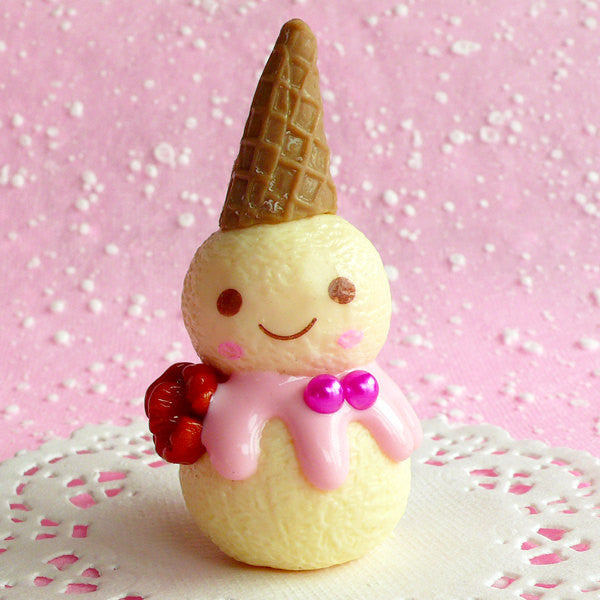 Ice Cream Snowman Sweets Cabochon (32mm x 60mm / 3D) Kawaii Cabochon Fake Sweets Deco Faux Food Jewellery Christmas Ornament Making CAB076