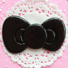 Decoden Bowtie Cabochon Bow Cabochon (79mm x 47mm / Black / Flat Back) Gothic Lolita Cabochon Kawaii Goth Phone Case Embellishment CAB047