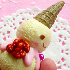 Ice Cream Snowman Sweets Cabochon (32mm x 60mm / 3D) Kawaii Cabochon Fake Sweets Deco Faux Food Jewellery Christmas Ornament Making CAB076