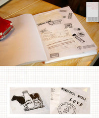 Stamp Sticker Set (6 Sheets) Antique, Message, Post Stamp, Animal, etc in Vintage Style for Scrapbooking Gift Wrap Home Decor Collage S006