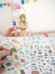 Paper Doll Mate Deco Sticker Set Afrocat (6 Sheets) Sweets Animal Doll Sticker (Transparent Ver.) Scrapbooking Gift Wrap Diary Deco S011