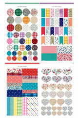 CLEARANCE Fabric Pattern Paper Sticker Set (4 Sheets) Floral Polka Dot Checker Rose Scrapbooking Packaging Gift Wrap Wedding Party Deco S009