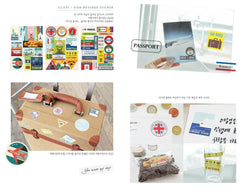 Daily Deco Sticker Set (Travel) (12 Sheets) Stamp Point Sign Message Photo Passport Tag Line Masking Sticker - Scrapbooking Gift Wrap S012