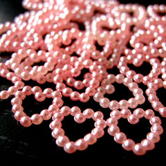 Pearlized Heart Ring Cabochon / Faux Beaded Heart Pearl Cabochons (PINK) (11mm) (around 30 pcs) PES17