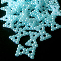 Pearlized Bow Ring Cabochon / Faux Beaded Bow Pearl Cabochons (BLUE) (12mm) (around 30 pcs) PES31