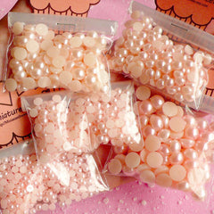 PINK Round Shaped Faux Half Pearl Cabochons Mix / Assorted Sizes (Around 780 pcs)(3mm, 4mm, 5mm, 6mm and 7mm) PEP3-7