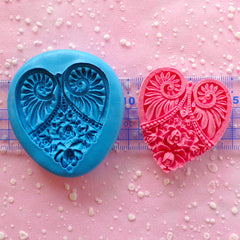 Heart Cameo Mold Butter Mold Filigree Flower Cameo Mold 50mm Flexible Mold Silicone Mold Fondant Mold Scrapbooking Mold Resin Mold MD603