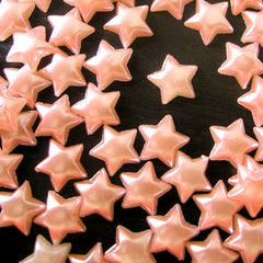 11mm Star Pearl / Pearlized Puffy Star Flat Back Faux Pearl Cabochons in PINK (Around 30 pcs) PES34