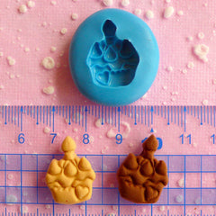 Birthday Cake Mold w/ Candle 21mm Silicone Mold Flexible Mold Kawaii Miniature Sweets Cabochon Kitsch Jewelry Charms Polymer Clay Fimo MD656