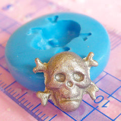 Skull Skeleton Mold w/ Cross 14mm Flexible Mold Silicone Mold Halloween Mold Fimo Earrings Mold Cell Phone Deco Scrapbooking Mold MD809
