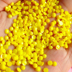 CLEARANCE 4mm Rhinestones (Pastel Yellow) 14 Faceted Cut Round Resin Rhinestones (150pcs) Decoden Cell Phone Deco Nail Art Fake Sweets Deco RHP413