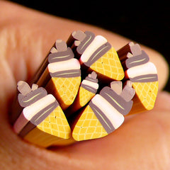 Chocolate Ice Cream Fimo Cane Miniature Sweets Polymer Clay Cane (LARGE/BIG) Kawaii Dollhouse Sweets Cane Earrings Making Scrapbooking BC66