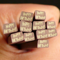 HAPPY BIRTHDAY Polymer Clay Cane Chocolate Tag Fimo Cane Kawaii Miniature Sweets Cake Nail Art Nail Decoration Cell Phone Deco CSW040