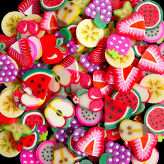 Fruit Polymer Clay Cane Slices Fruit Fimo Mix (BIG/LARGE) Miniature Sweets Decoden Kawaii Fruit Fimo Cane Nail Art (50pcs by Random) CMX037